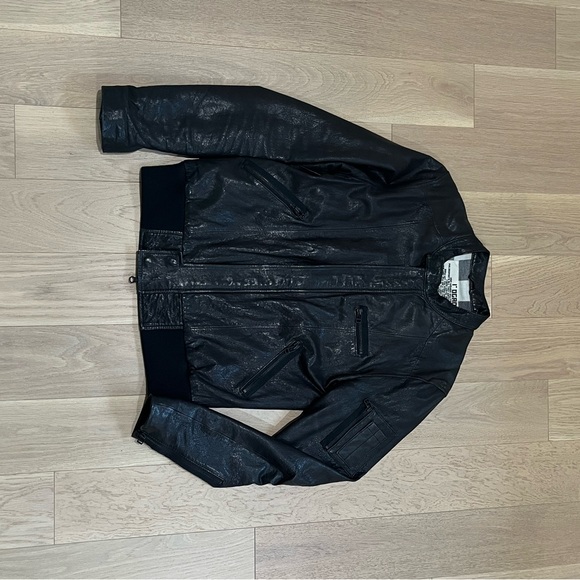 Rogan Lambskin Motorcycle Jacket Mens Black. Size Medium. - Picture 7 of 16